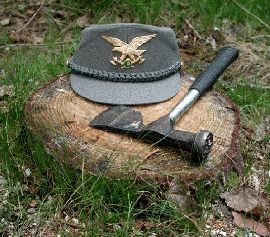 Il berretto della forestale con l’aquila ad ali spiegate, simbolo di tutela e difesa della natura