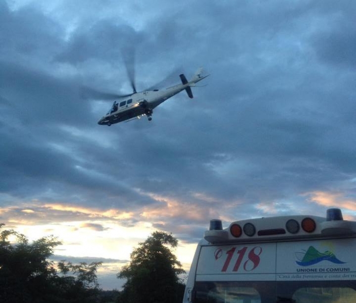 L'elisoccorso intervenuto sul luogo dell'incidente
