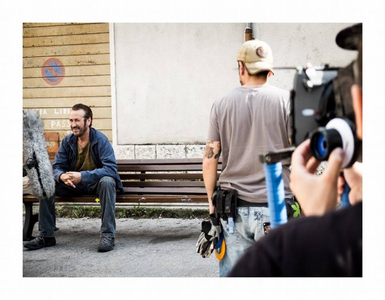 Marco Giallini sul set a Villa S.Maria (Foto Emiliano Finoli)