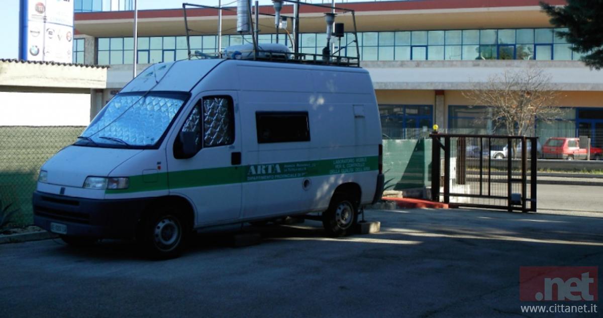 La postazione mobile del'Arta che ha effettuato le rilevazioni a Lanciano